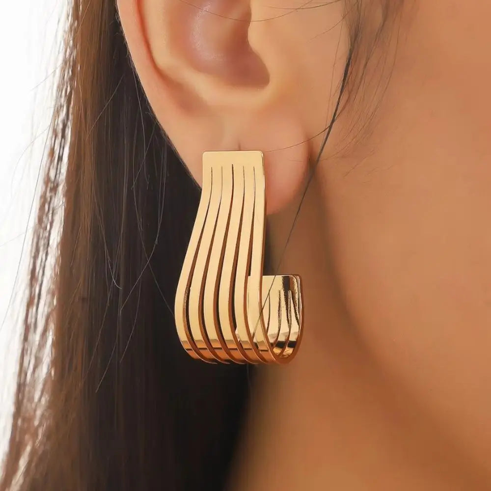 Retro Metal Bend Dangle Earrings for Women